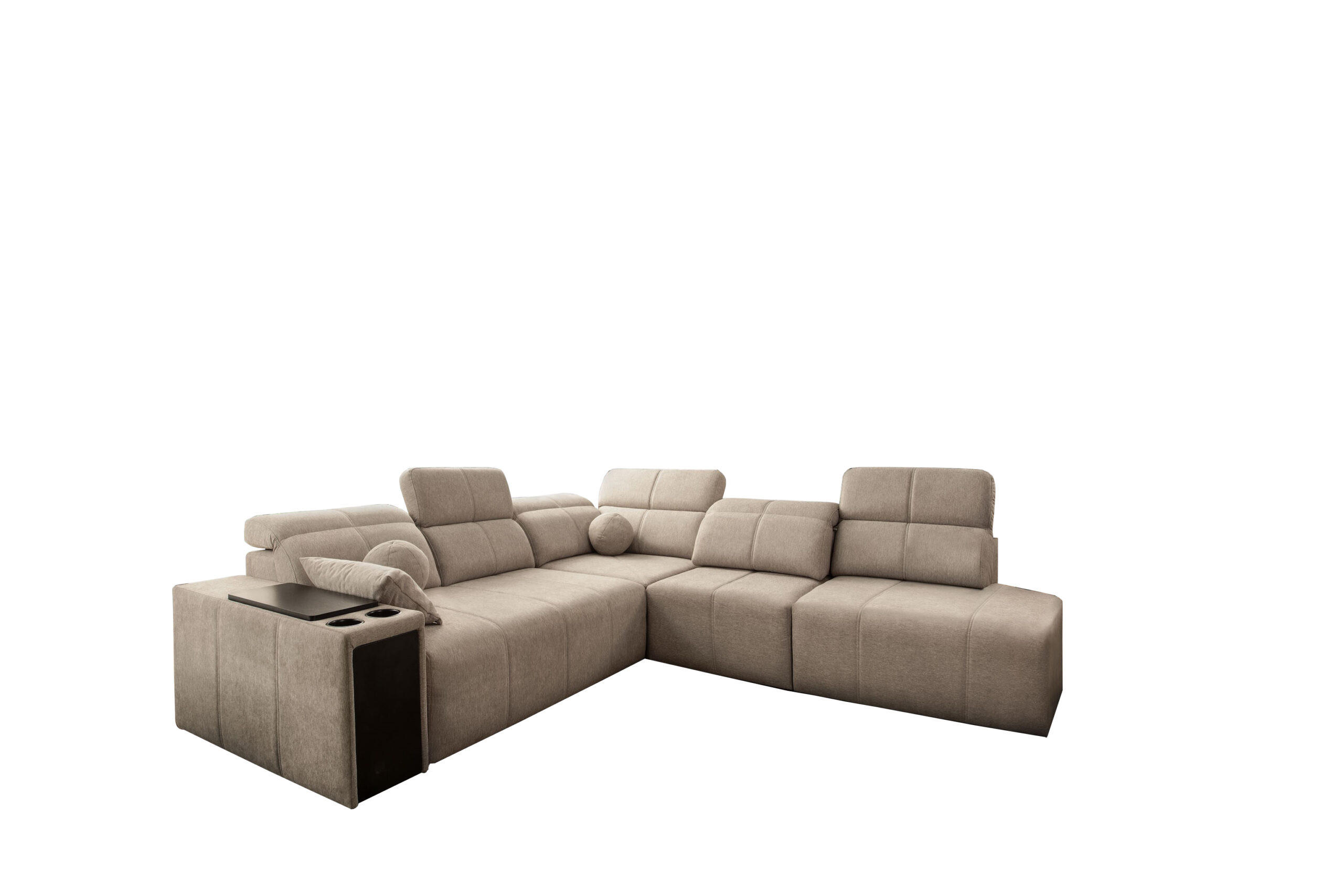 ECKSOFA Mindy IX Mit Schlaffunktion, Verstellbarer Rückenlehne Stoff Verita KaltesBeige Rechts - Creme, Holz (300/288cm) - Kaiser Möbel