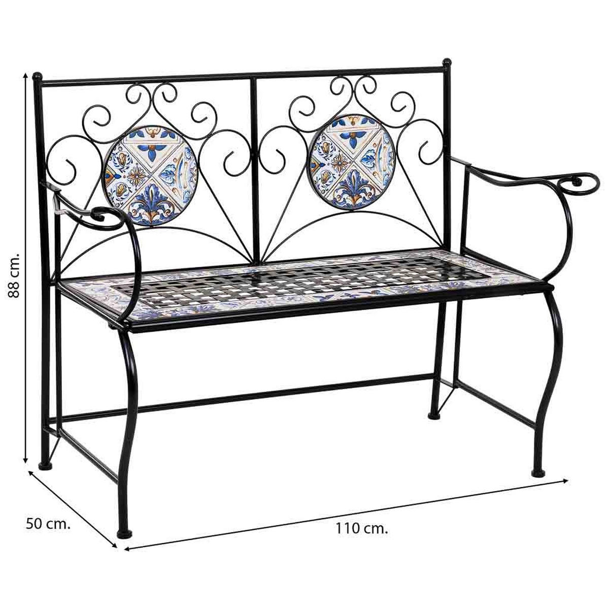 BANK, schwarz, 110x50x88cm - Schwarz, Metall (110/88/50cm) - Wanderlust
