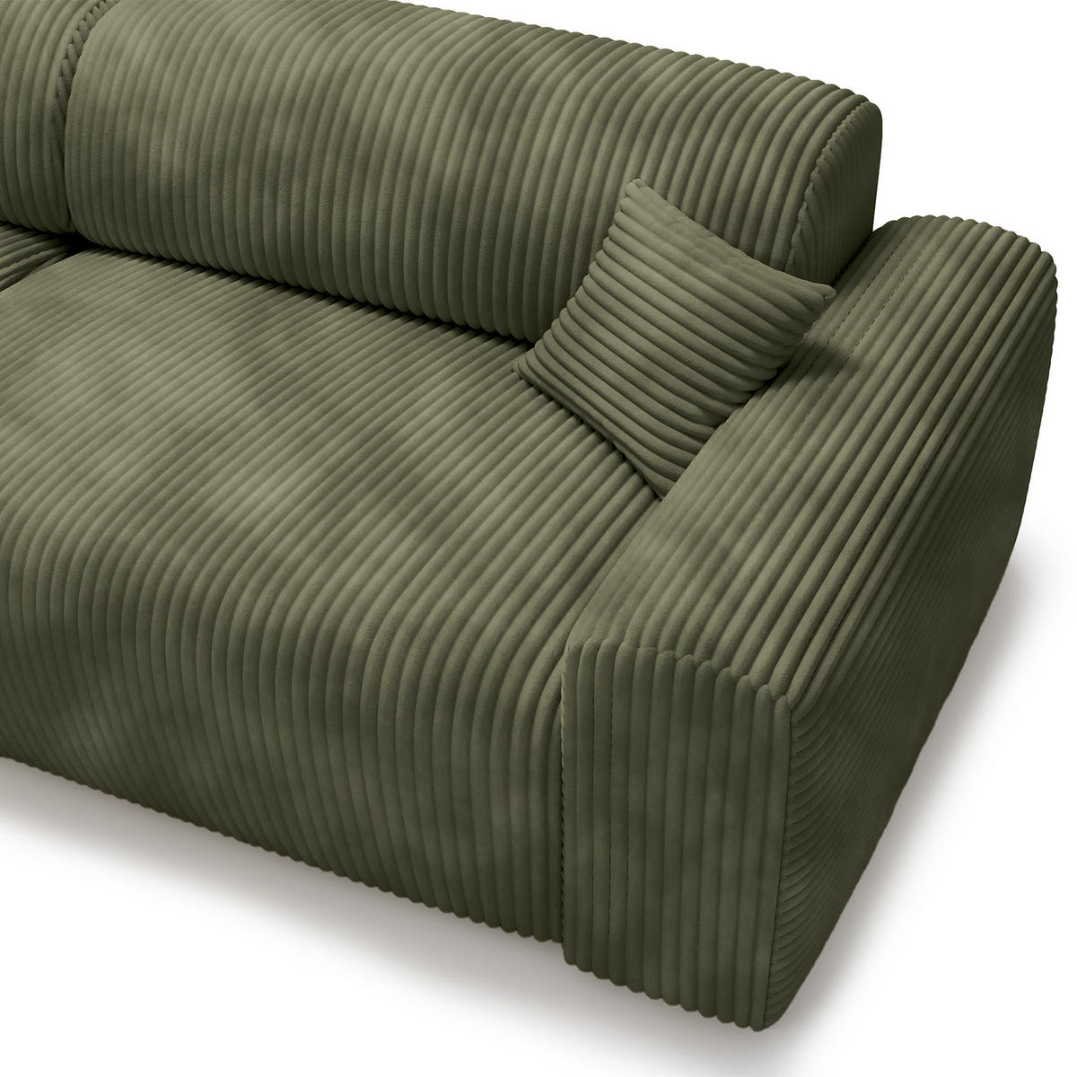 ECKSOFA mit Longchair - Cord - Schwarz/Grün, Kunststoff/Textil (284/178cm) - home24