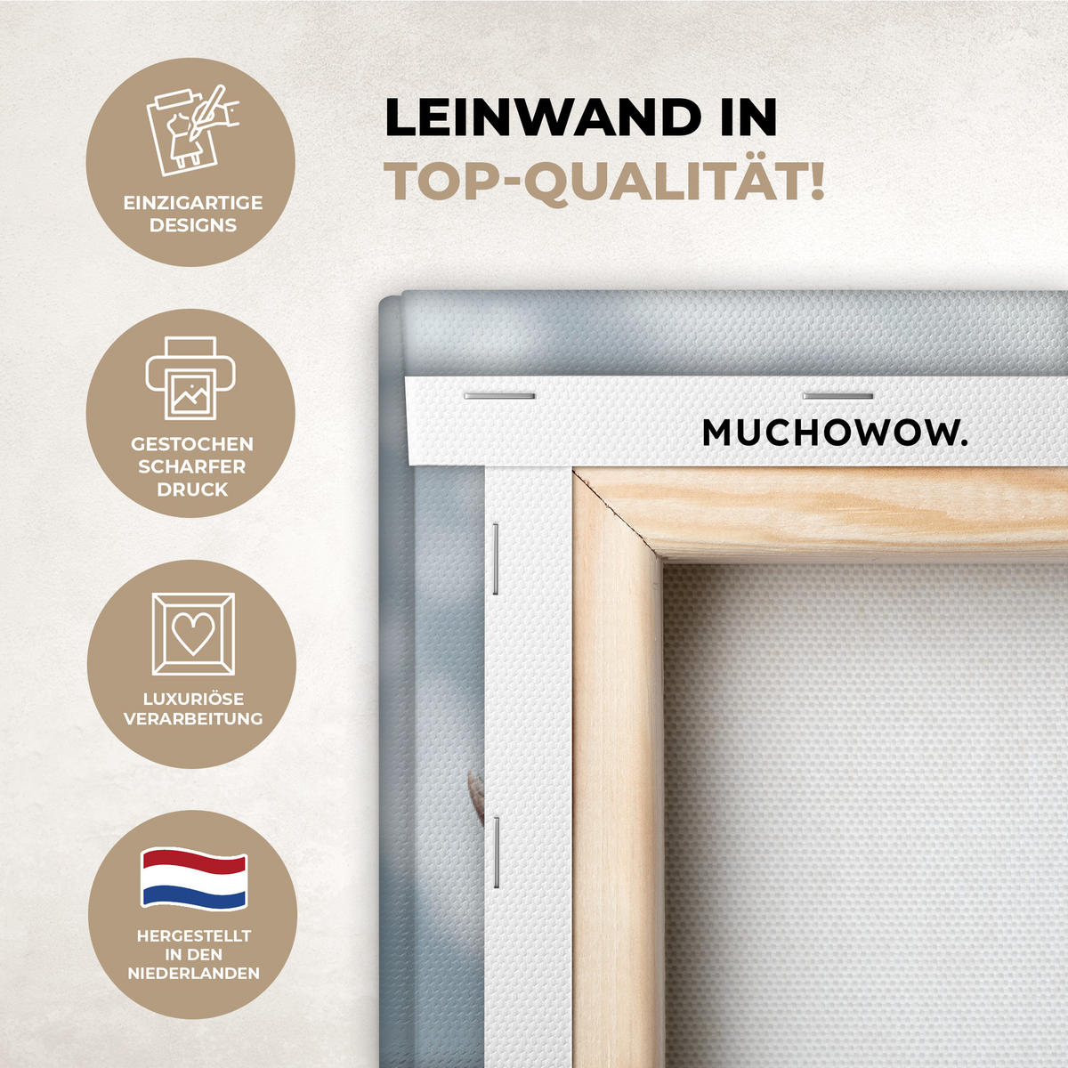 LEINWANDBILD Hirsche - Tiere - Landschaft - Winter - Schnee Wanddeko 40x60 cm - Kastanienfarben, Textil (40/60cm) - MuchoWow