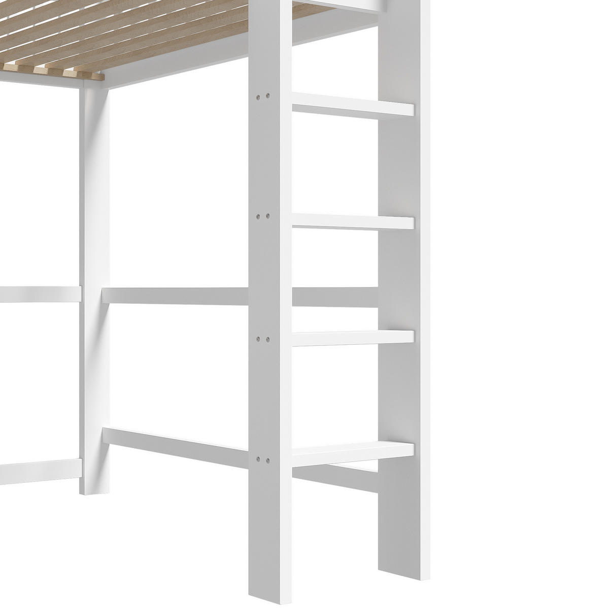 HOCHBETT 140/200 cm aus Kiefernholz mit Schreibtisch und Stauraum Weiß - Weiß, Holz (140/200cm) - Modenvie
