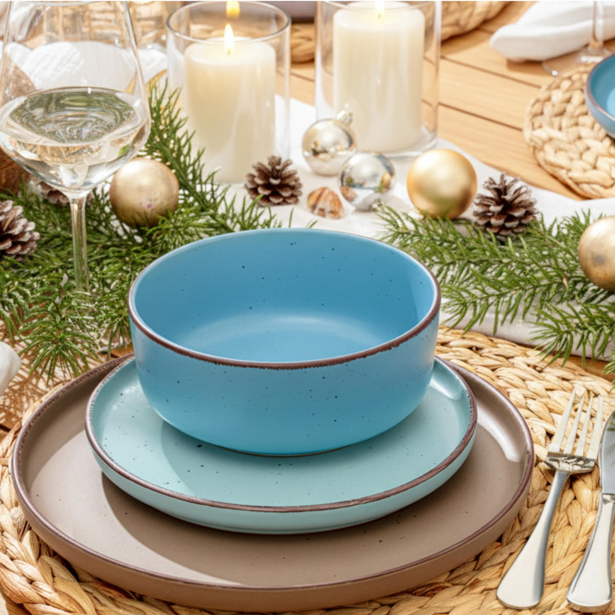 TAFELSERVICE BOMBAY MEERESBODEN - 16 tlg aus Steingut - Multicolor, Stein (27/9.5/27cm) - Sänger