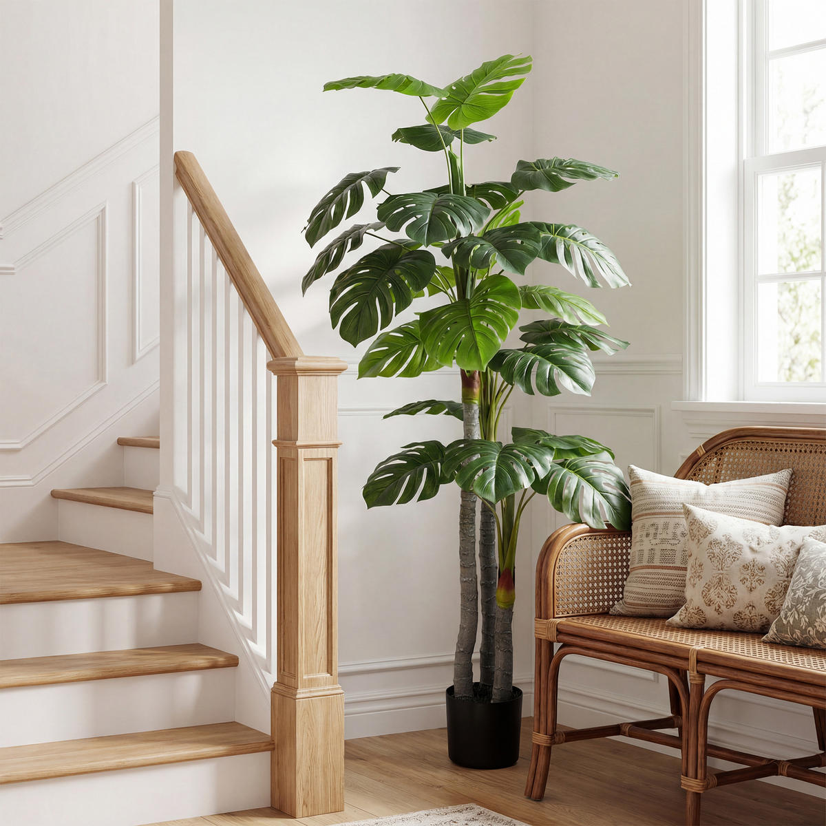 KUNSTPFLANZE, Künstliche Monstera 1,5 m, Schildkrötenblätter, inklusive Topf, realistisch, Grün - Multicolor, Kunststoff (150cm) - FORIOUS