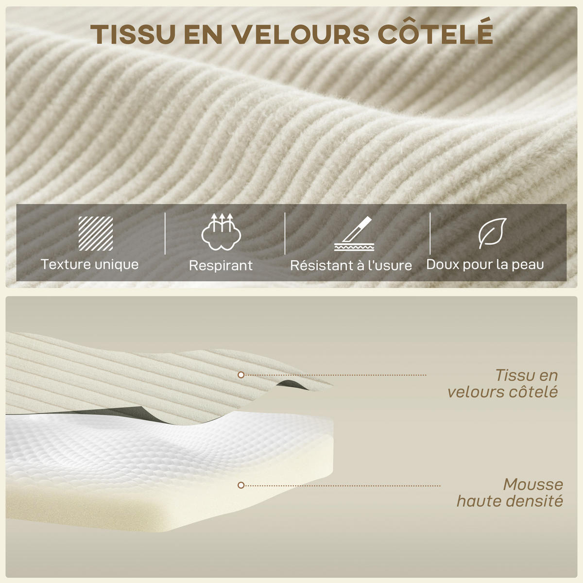 ECKSOFA DE-13510 2-in-1, verwandelbar in Sofabett Creme - Creme, Textil (168/267cm) - ComfortXL