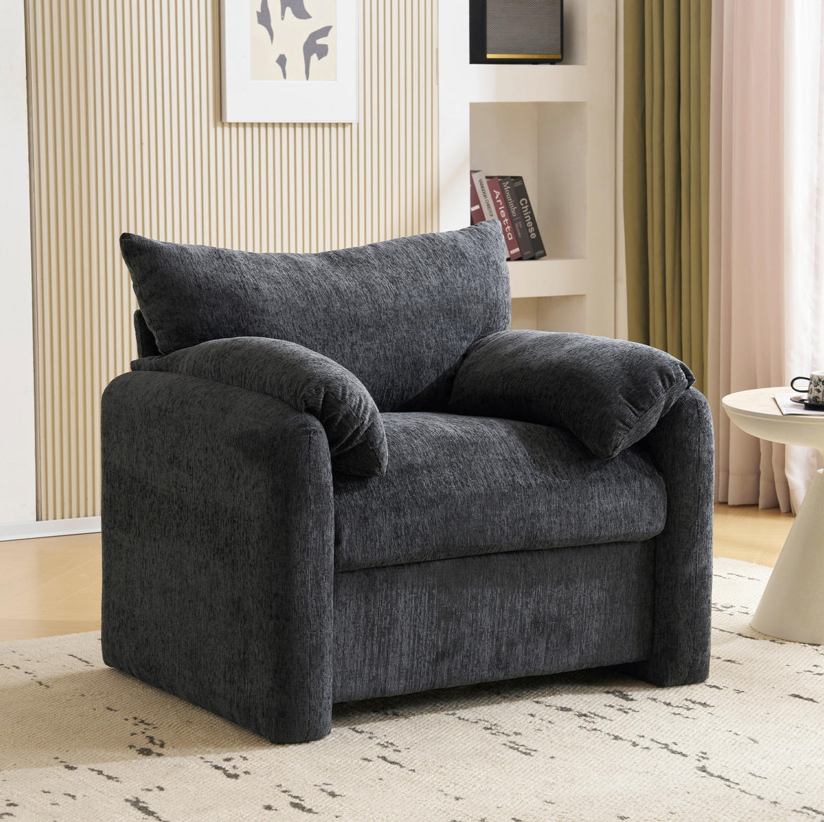SESSEL 96/82/84 cm grau aus Chenille mit ergonomischer Polsterung - Grau, Textil (82/84/96cm) - OKWISH
