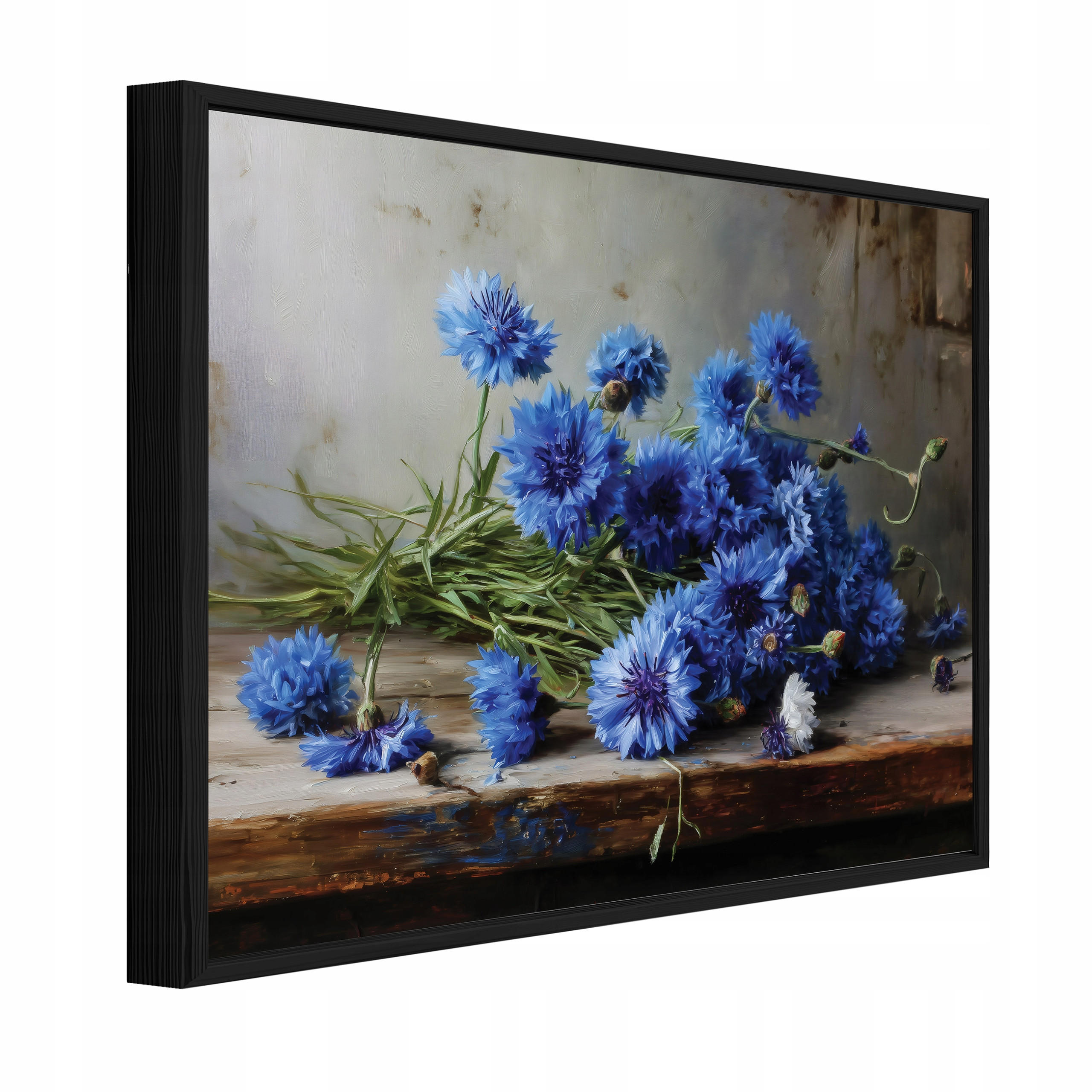 Wallarena ZARÁMOVANÉ obrazy květiny vintage modrá 60x40 cm