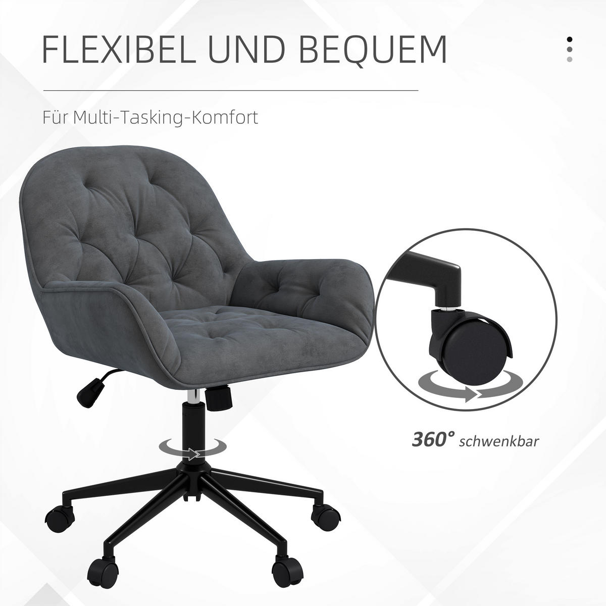 BÜROSTUHL, Polyester, Dunkelgrau - Dunkelgrau, Kunststoff (61/91/60cm) - Vinsetto