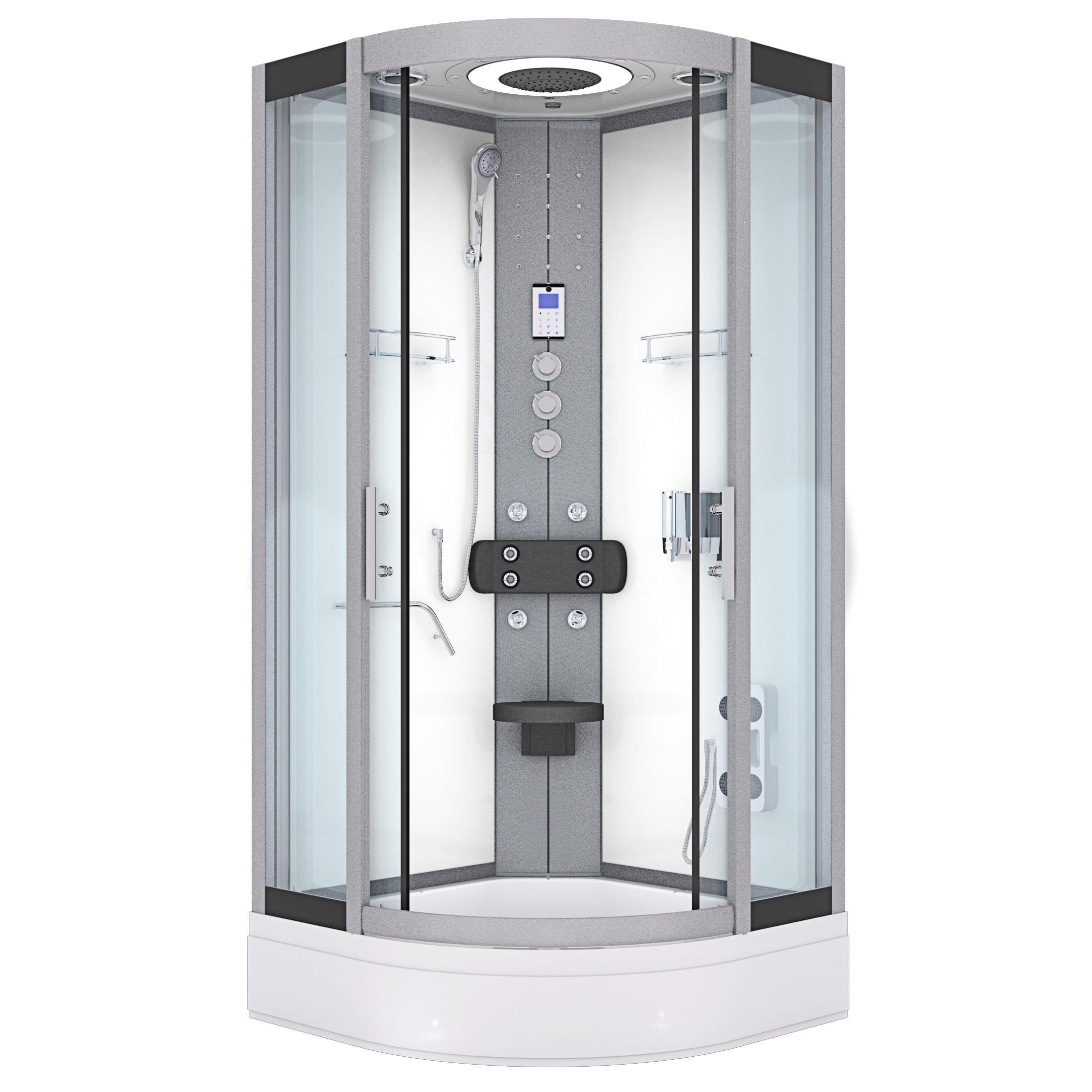 FERTIGDUSCHE Dusche D58-50T1 Weiß 90x90 - Weiß, Glas/Kunststoff (90/90/225cm) - AcquaVapore by Sandra Jentho