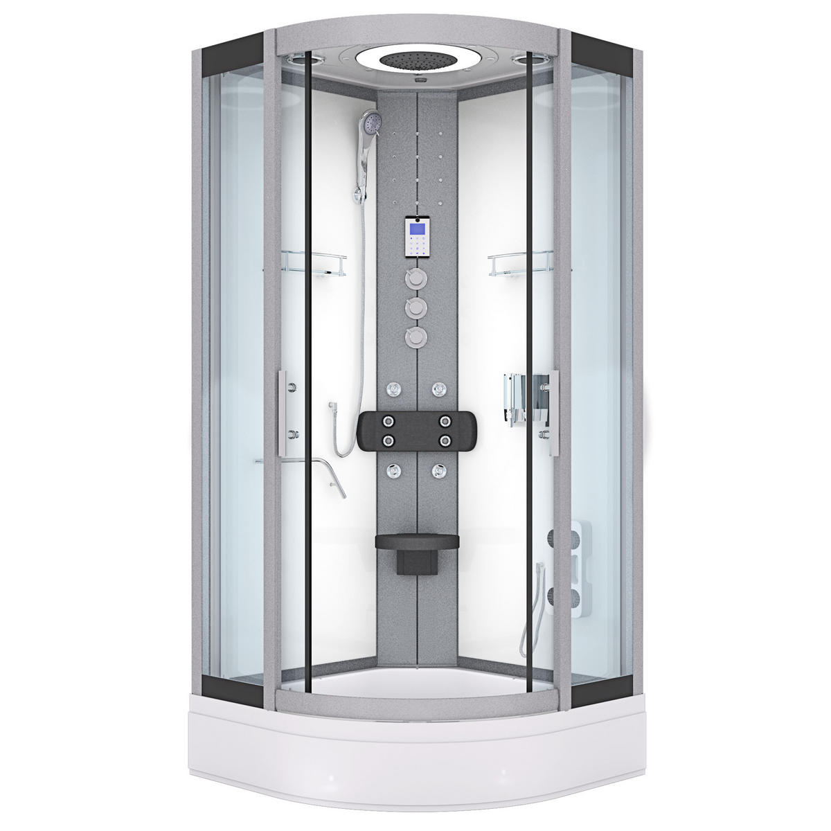 FERTIGDUSCHE Dusche D58-50T1 Weiß 90x90 - Weiß, Glas/Kunststoff (90/90/225cm) - AcquaVapore by Sandra Jentho