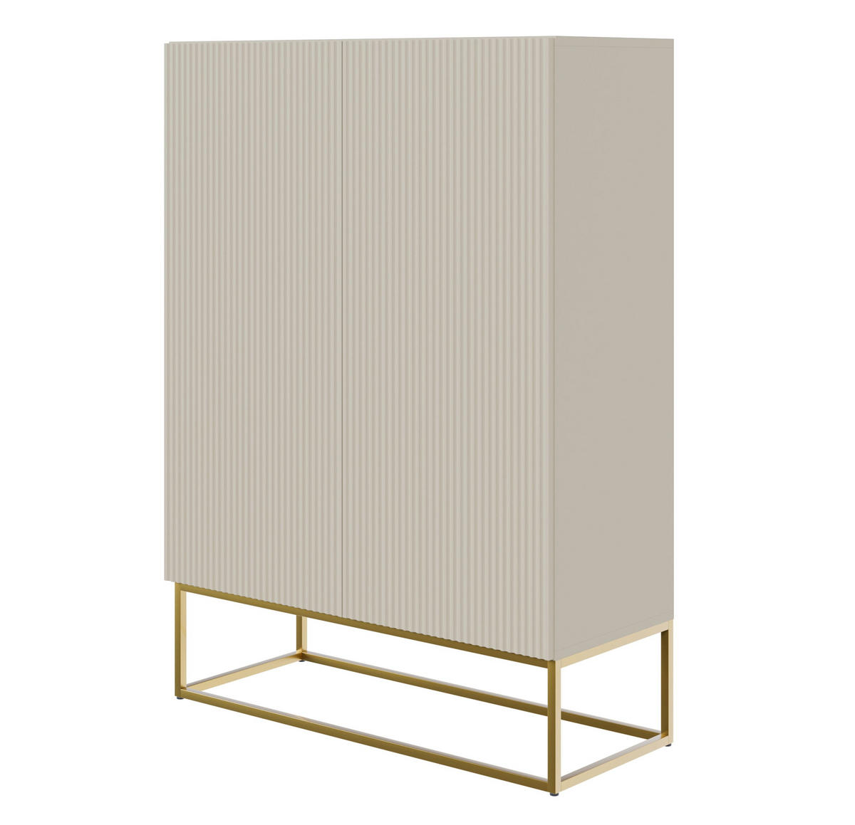 HIGHBOARD 2dverová Veldio sivobéžová so zlatým kovovým rámom 90 cm - zlatá/sivobéžová, kov/kompozitné drevo (90/125/38cm) - Selsey