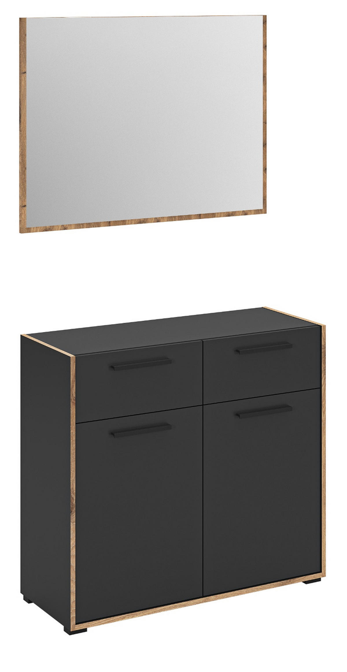 GARDEROBE-SET grau und Nox Eiche, Garderobenkombination 2-teilig, 95 x 189 cm, Salud - Dunkelgrau/Eichefarben, Holzwerkstoff/Kunststoff (95/189/37cm) - Inn.Furn