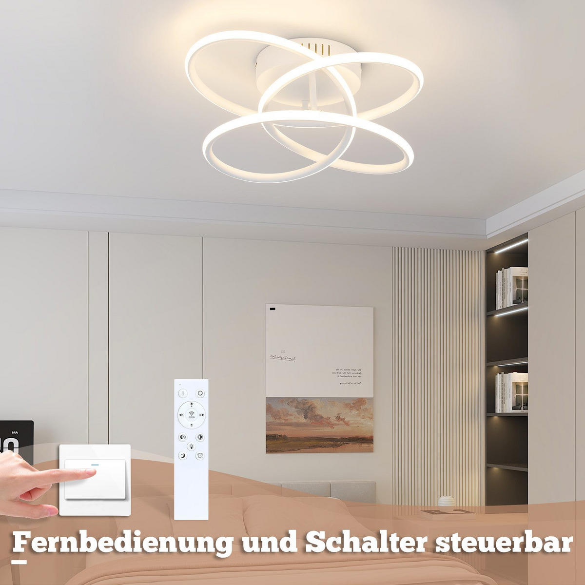 LED-DECKENLEUCHTE Lowery 33/36/14cm - Weiß, Metall (36/33/14cm) - Nettlife