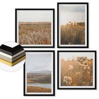 WANDBILDER 4er-Set - 50x50 cm & 40x60 cm Schwarzer Rahmen - Landschaften Wiesen Berge See - Schwarz, Kunststoff (50/50cm) - ArtPrintCave