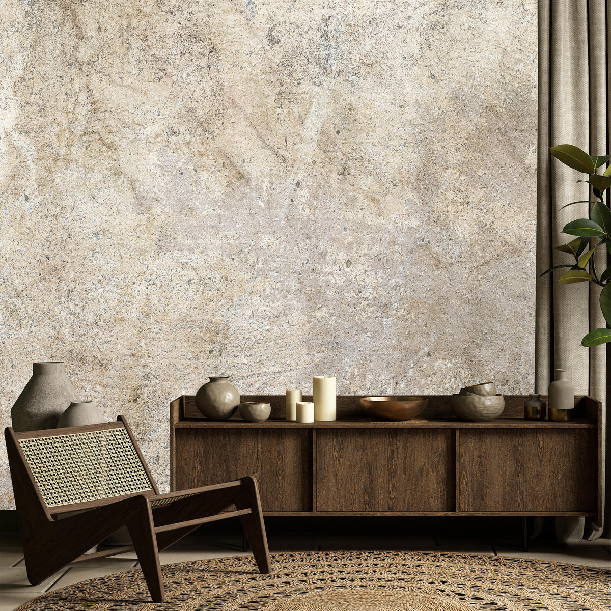 FOTOTAPETE für Wohnzimmer Mauer Beton Modern Beige Stil 150x105 - Beige/Braun, Papier (150/105cm) - Muralo