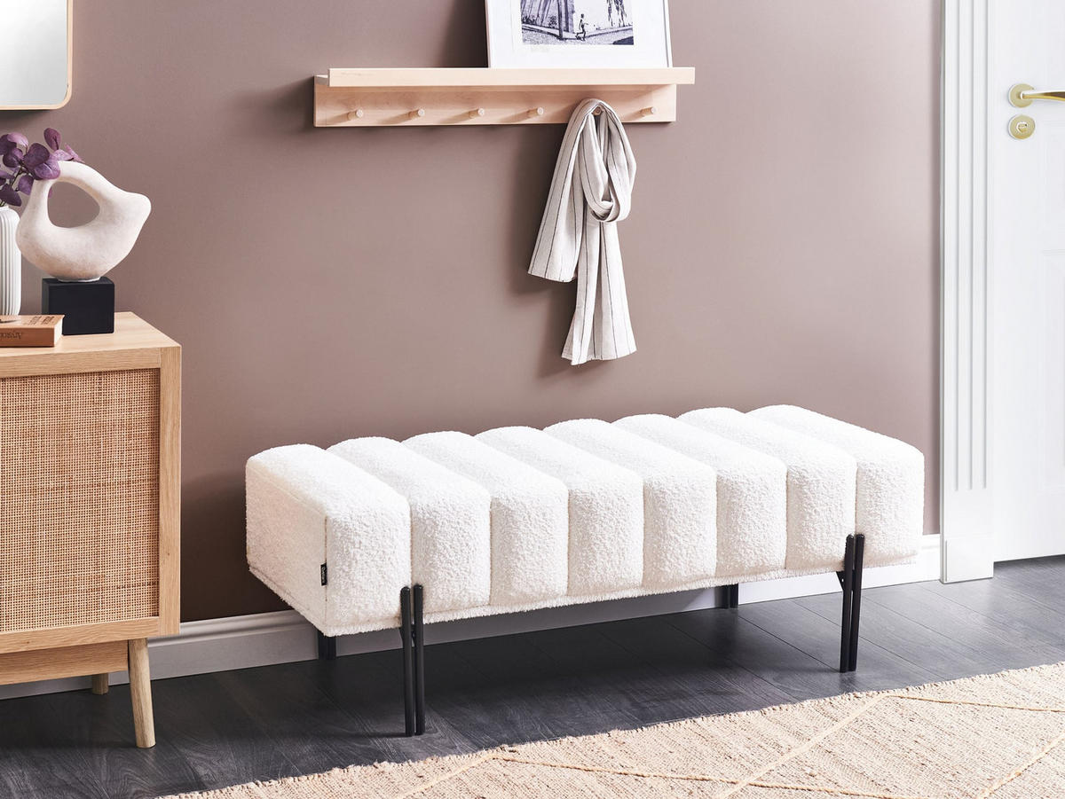 BANK Cremeweiß Carey - Schwarz/Weiß, Textil (125/44/49cm) - Beliani