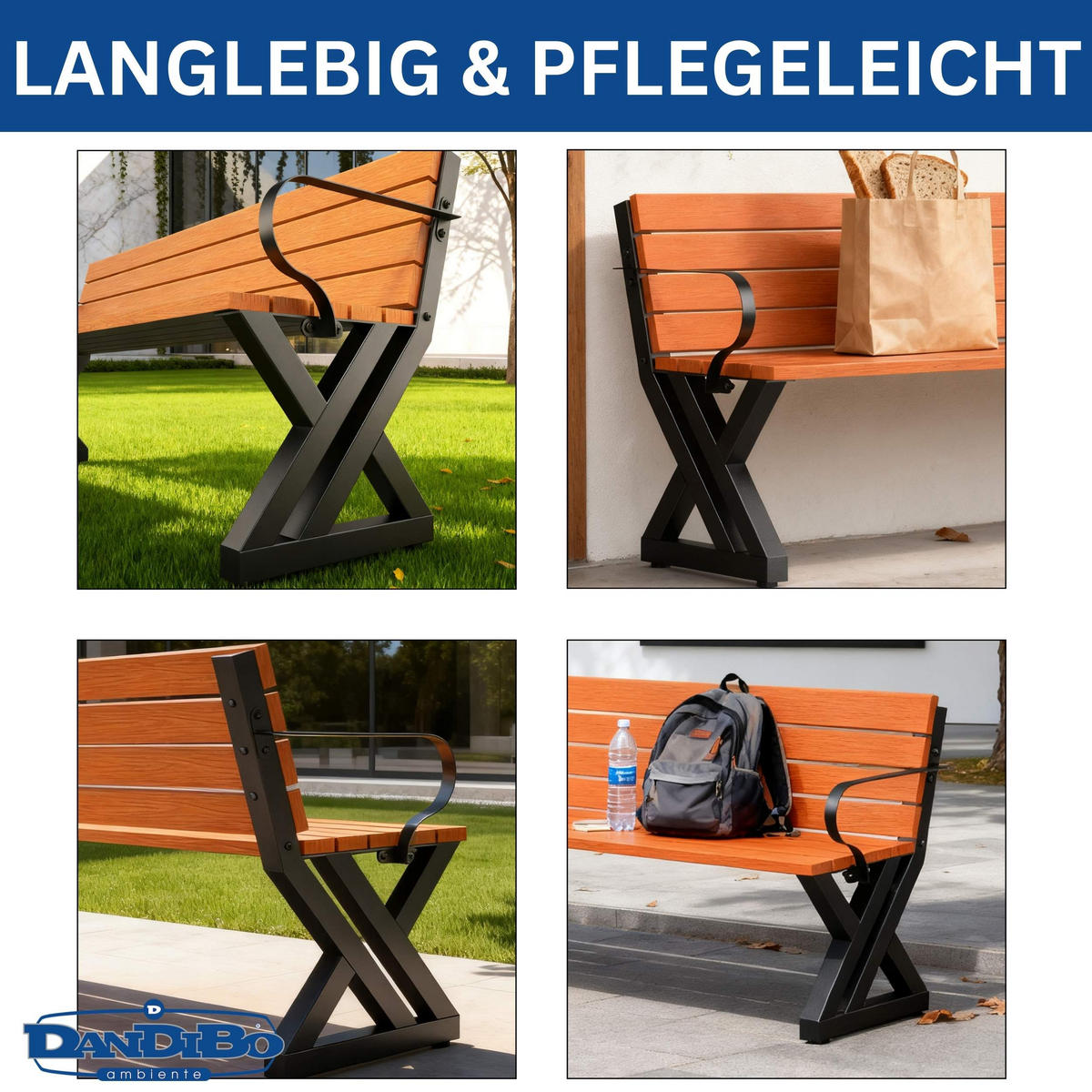BANKGESTELL mit Lehne Schwarz 45/75 cm - Schwarz, Metall (45/75/5cm) - DanDiBo