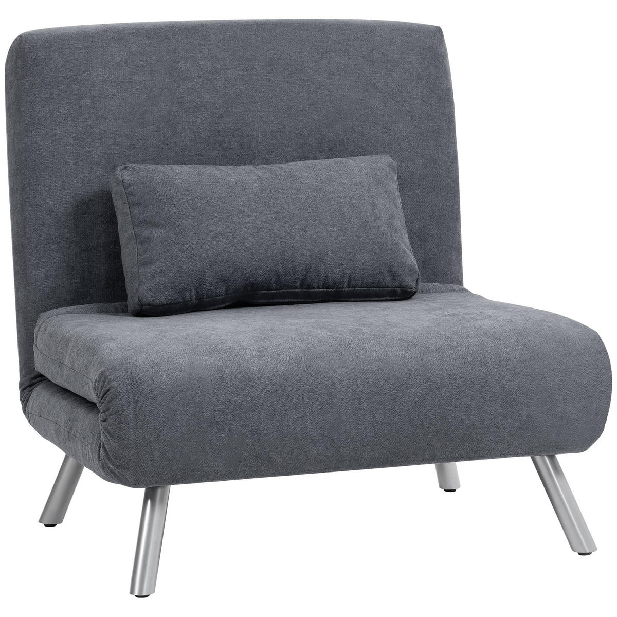 SCHLAFSESSEL 3-in-1 klappbar Schlafsofa mit Bettfunktion Relaxsessel Dunkelgrau - Dunkelgrau/Silberfarben, Textil/Metall (75/83/80cm) - HOMCOM