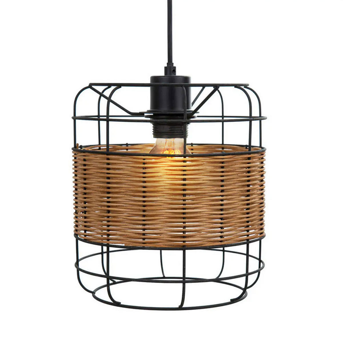 HÄNGELEUCHTE Metall Braun geflochten 4 Flammig - Braun, Holz (120/24/150cm) - Nowa