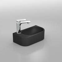 WASCHBECKEN Abgerundete Ecken Mit Hahnloch rechts Mattschwarz 40 / 21,5 / 12 cm - Schwarz, Keramik (21.5/12/40cm) - EMKE