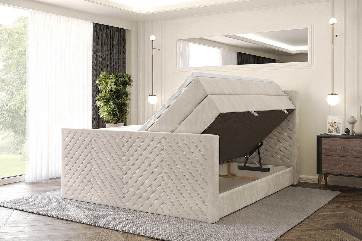 BOXSPRINGBETT mit Matratze und Lattenrost - VEXA-Z KING-160x200 - Beige Casablanca - Beige, Holzwerkstoff (160/200cm) - ALTDECOR