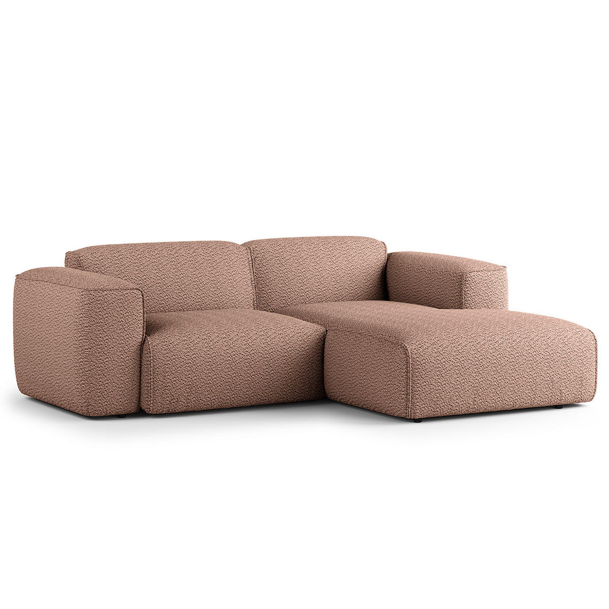 ECKSOFA mit XL-Longchair - Mauve/Schwarz, Kunststoff/Textil (260/171cm) - home24