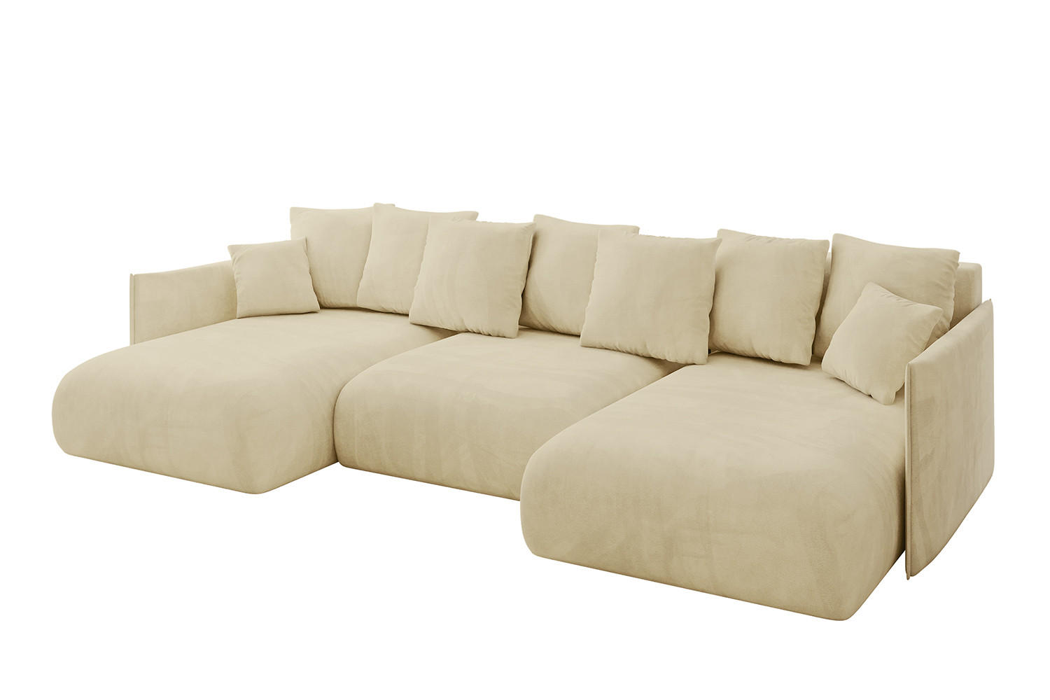 WOHNLANDSCHAFT mit Schlaffunktion und Bettkasten ONESK-U 317x177x72 Beige Velours - Taupe/Beige, Holzwerkstoff/Kunststoff (317/72/177cm) - ALTDECOR