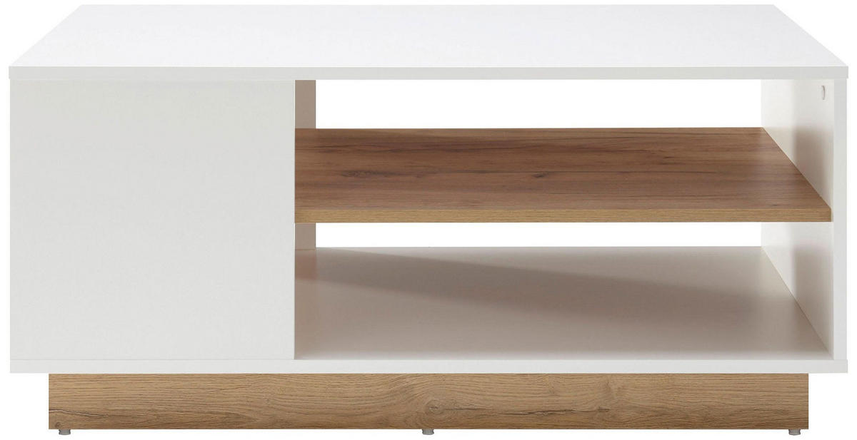 COUCHTISCH Clair weiß matt / grandson oak 100 / 60 / 46 cm - Eichefarben/Weiß, Holz/Holzwerkstoff (60/100/46cm) - Feldmann-Wohnen