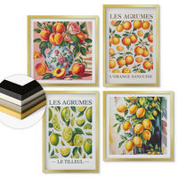 WANDBILDER 4er Set - 50x50 cm & 40x60 cm Goldrahmen - Frische, farbenfrohe Zitrusfrüchte - Goldfarben, Kunststoff (50/50cm) - ArtPrintCave