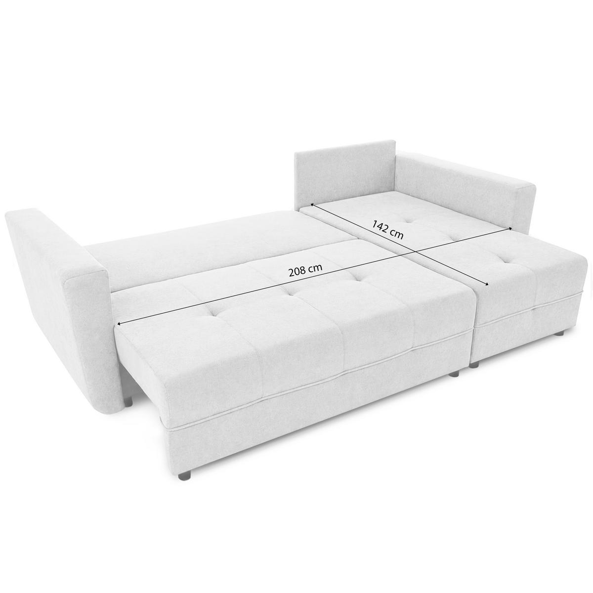 ECKSCHLAFSOFA Verona mit Bettkasten und universeller Ottomane 240 cm, Grau - Grau, Textil (240/148cm) - Beautysofa