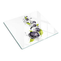 GLASPLATTE 60x52 cm Blaubeeren mit Eis - Schwarz, Glas (60/0.4/52cm) - TULUP
