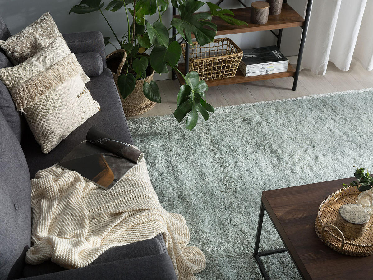 SHAGGY-TEPPICH Evren 200/200 cm - Grün, Kunststoff (200/200cm) - Beliani