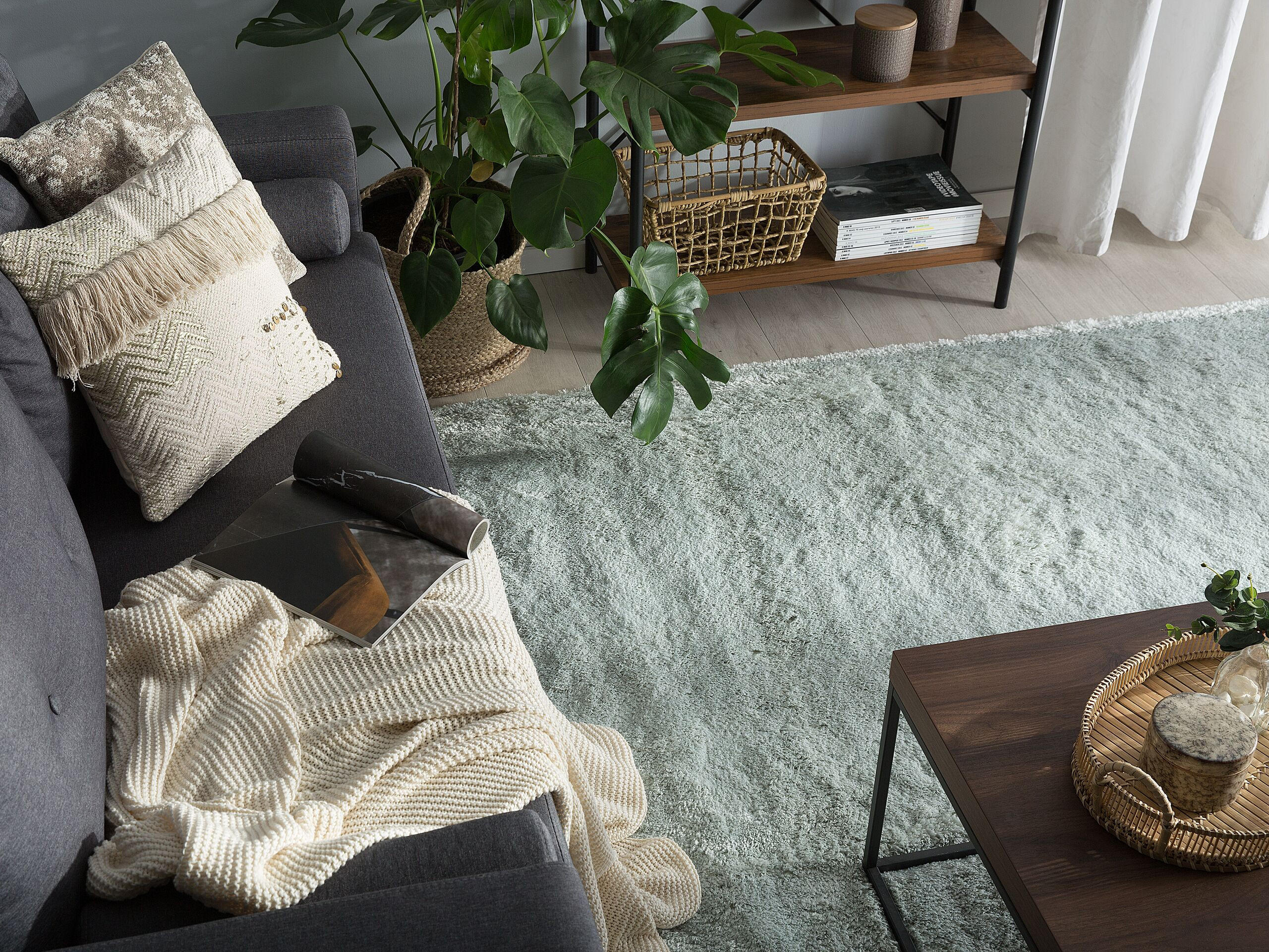 Thumbnail - Beliani Shaggy-Teppich, Grün, Kunststoff, Quadratisch, 200x200 cm, Teppiche & Böden, Teppiche, Hochflorteppiche & Shaggy...