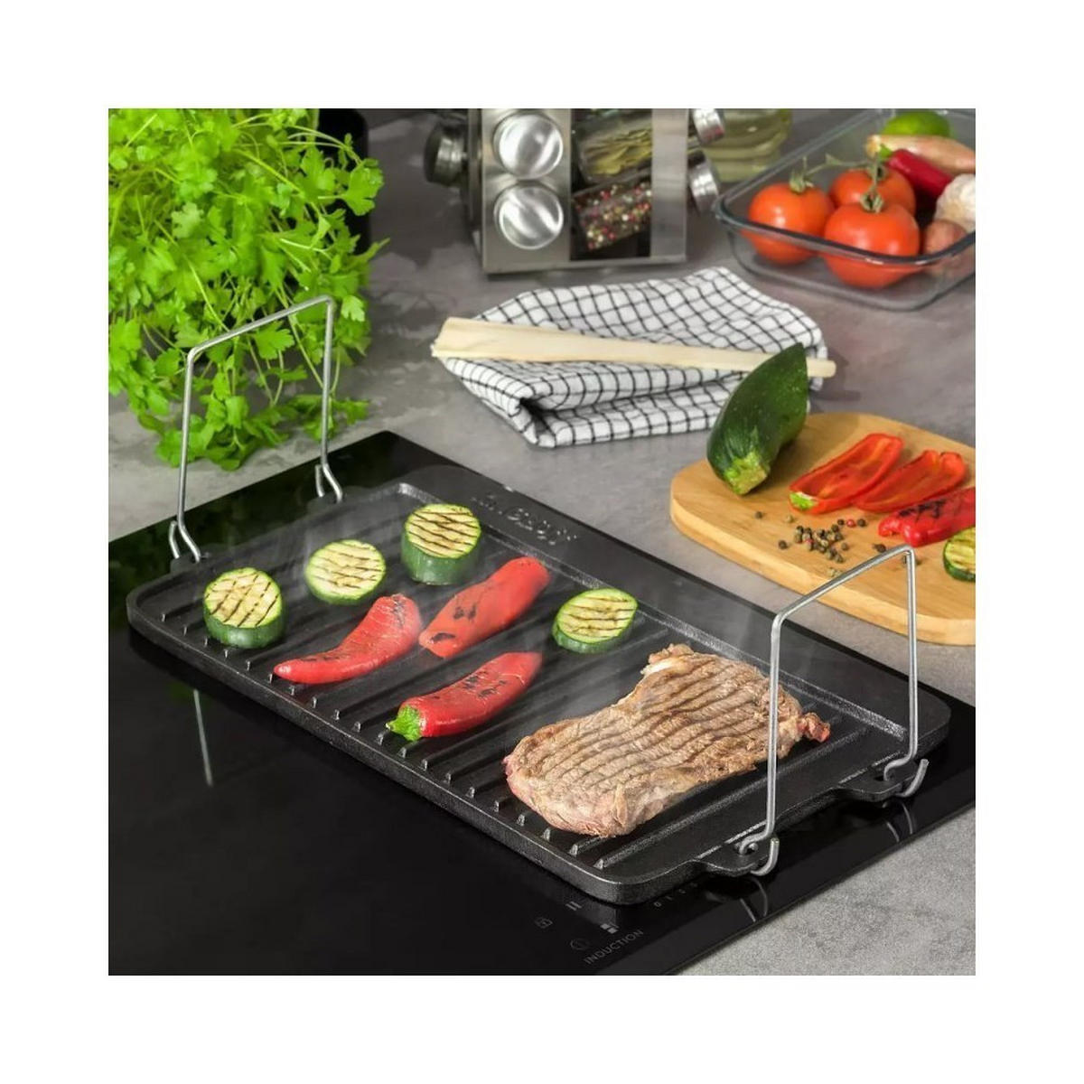 GRILLPFANNE Schwarz 40/25/1.5 cm KH1262 - Schwarz, Metall (25cm) - Kinghoff 