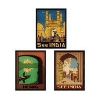 POSTER Set Mit 3 Vintage Blätter Indien A4 Rahmenlos - Klar, Papier (29.7/5/21cm) - Nacnic