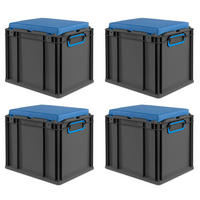 EUROBOX 4x NextGen Seat Blau, HxBxT 36,5x30x40cm, 30 Liter, Griffe geschlossen, Schwarz - Schwarz, Kunststoff (30/36.5/40cm) - PROREGAL