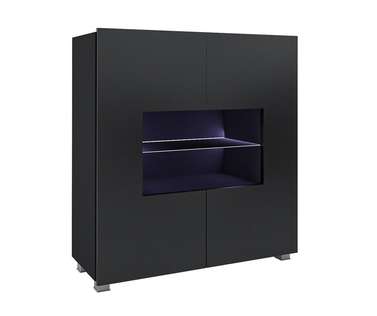 WOHNWAND Kossana 8 Modern Schwarz 290/200/52 cm - Funktional Modern - Schwarz, Holzwerkstoff/Kunststoff (290/200/52cm) - AX Living
