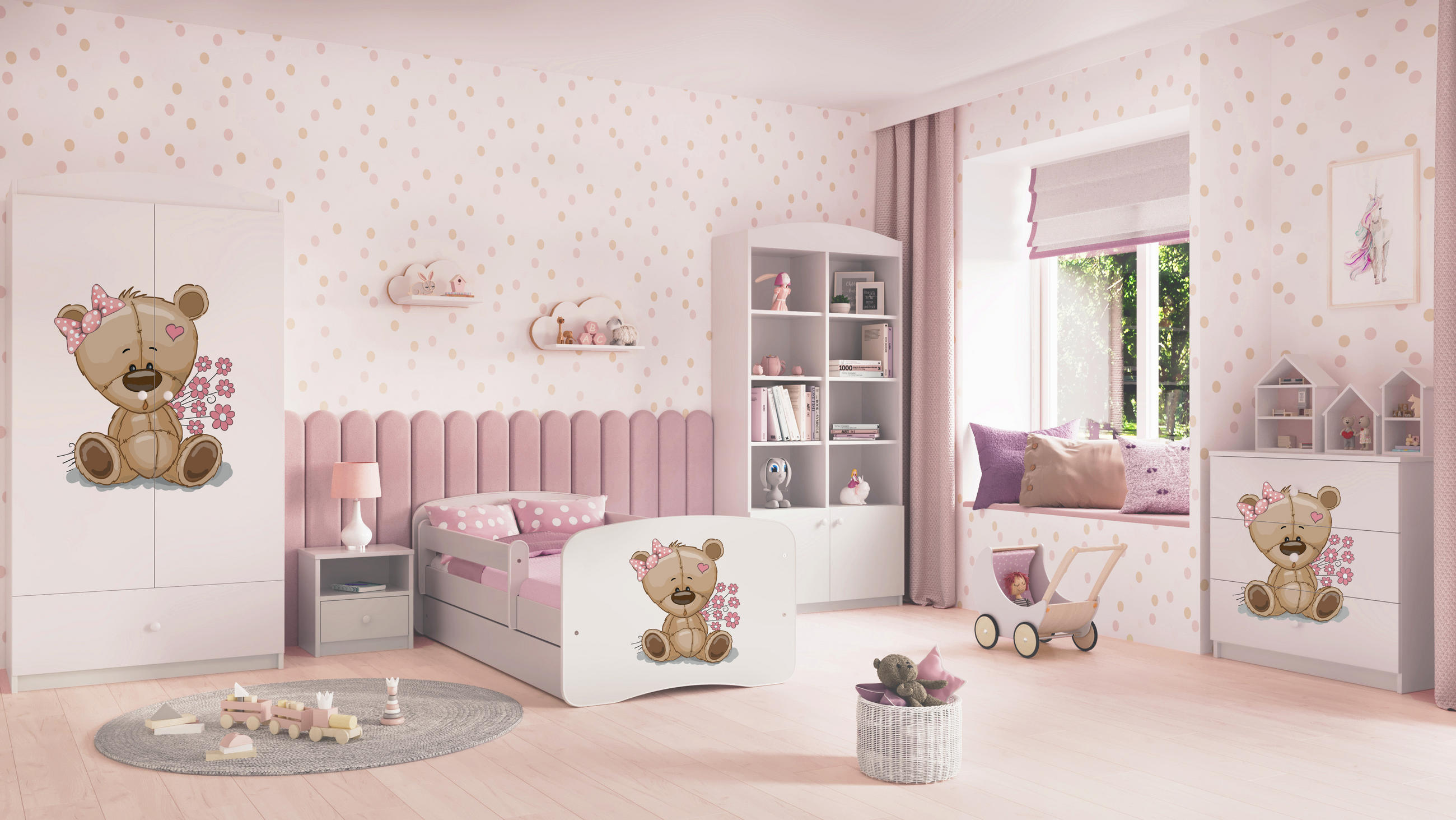 KOMMODE Babydreams Teddybär Blumen 81/81/41 - Weiß, Holzwerkstoff (81/81/41cm) - RAUMHIRSCH FURNITURE