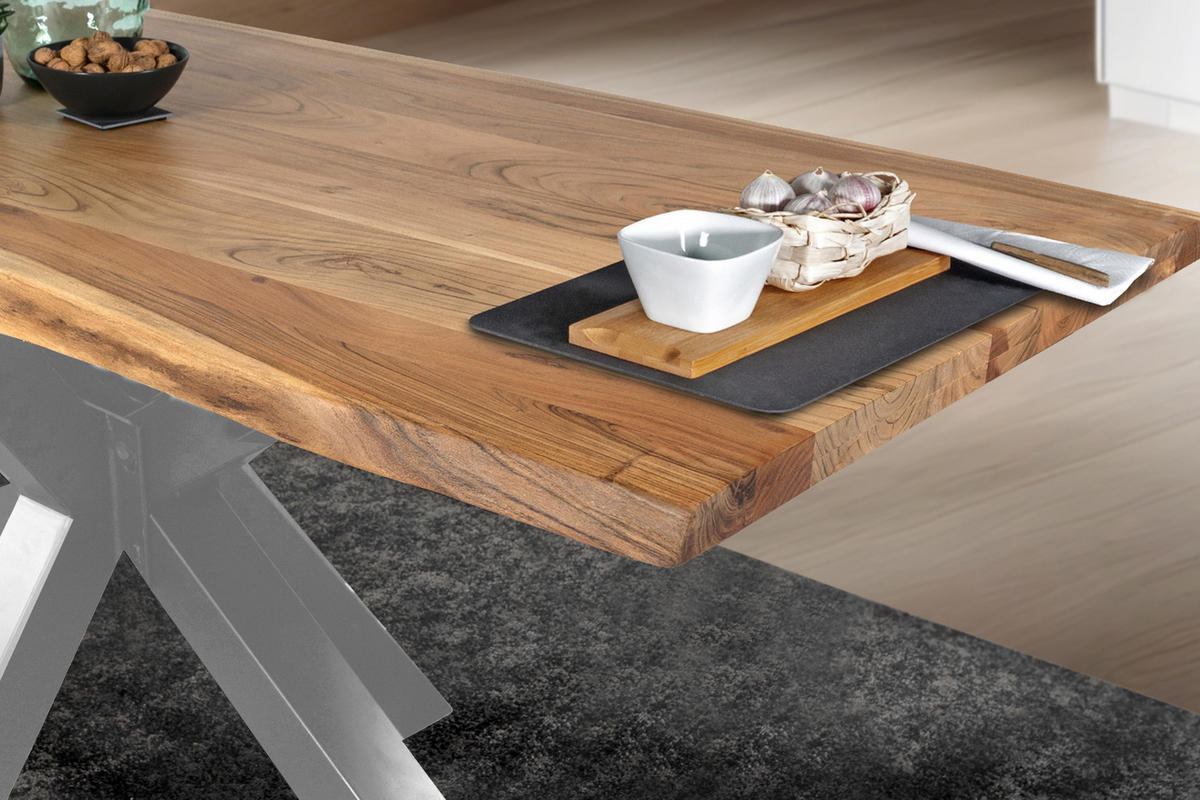 ESSTISCH TIM - Beige/Silberfarben, Holz (80/120/77cm) - SAM