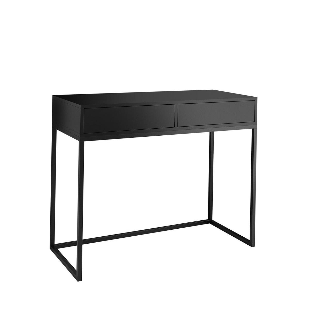 SCHMINKTISCH Cubic 100 Schwarz, mit Schwarzgestell - Schwarz, Holzwerkstoff/Metall (35/100/80cm) - Bettso