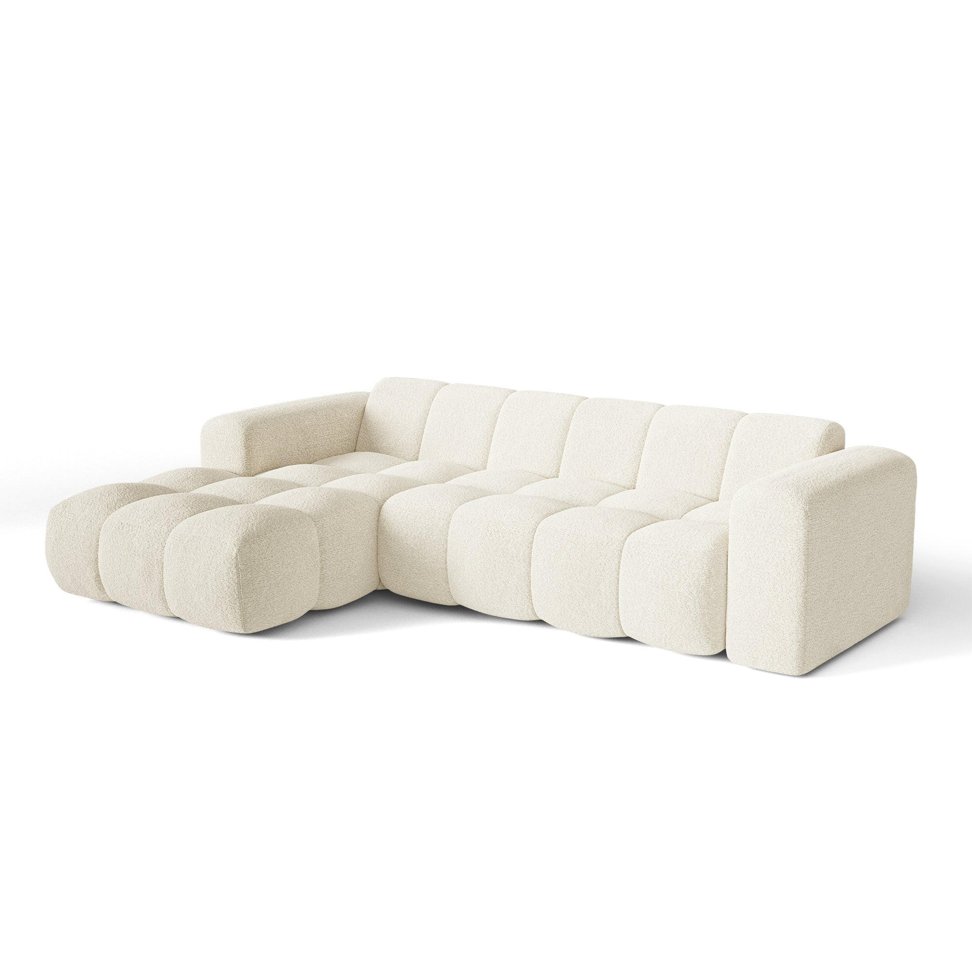 ECKSOFA (links) BLOOM Frottee Creme 290cm - Creme, Textil (290/164cm) - Premium Interiors