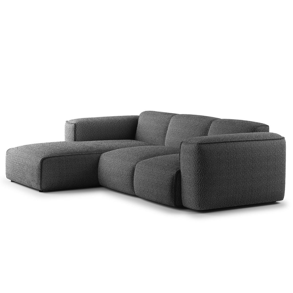 3-SITZER ECKSOFA mit Longchair - Anthrazit/Schwarz, Kunststoff/Textil (251/173cm) - home24