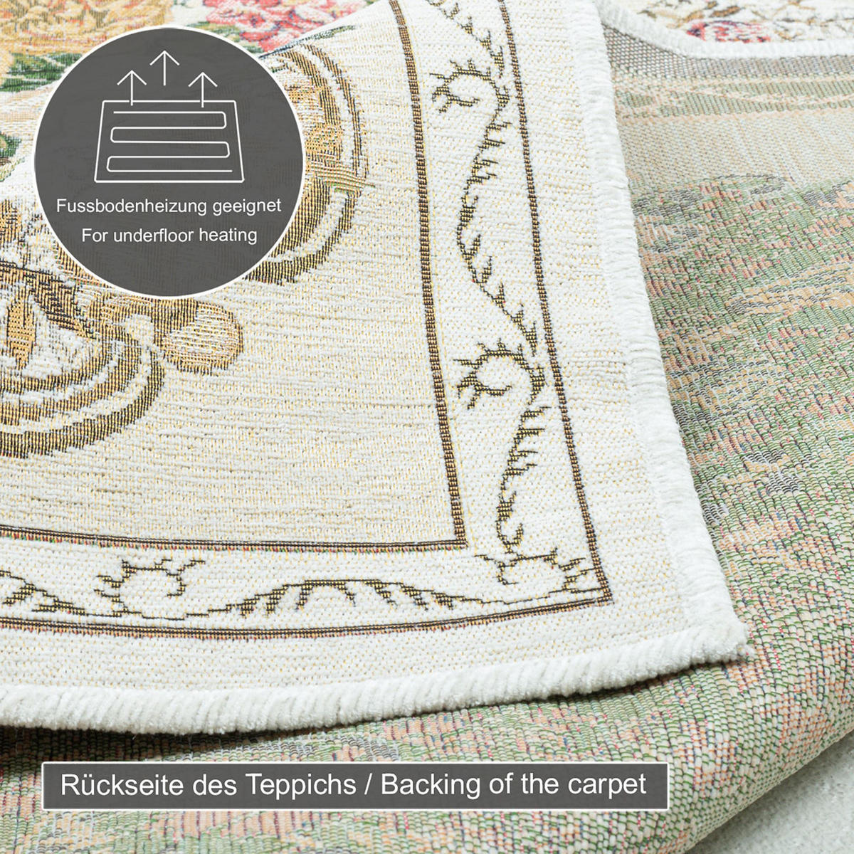 FLACHWEBTEPPICH Flomi Florence Bettumrandung 70x440 cm - Beige, Textil (70/440cm) - THEKO