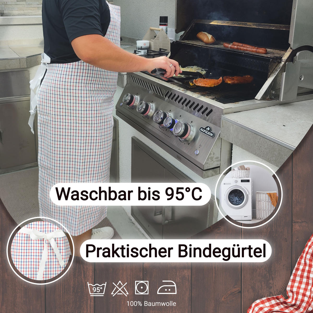 SCHÜRZE , 84x100 cm, 100% Baumwolle, Weiß - Weiß, Textil (84/100cm) - Zollner