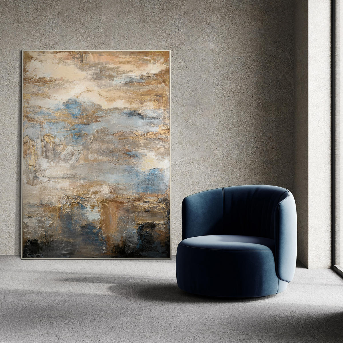 GEMÄLDE Glanz und Eleganz Schattenfugenrahmen Beige 140x100 cm - Beige, Holz (140/100cm) - YS-art gallery