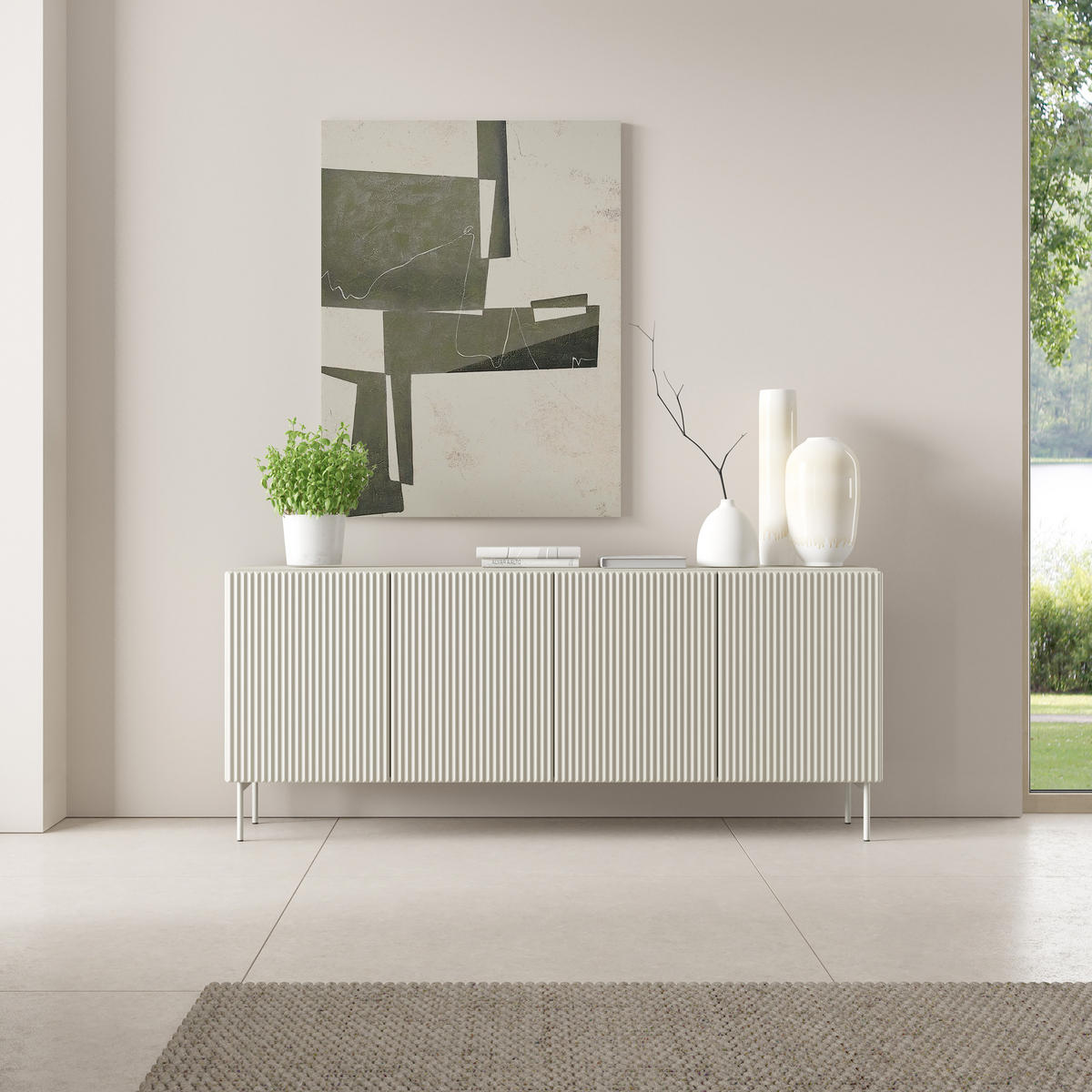 SIDEBOARD TRATTO 195,2/81,2/39,8cm 4 Türen Kaschmir - Kaschmir, Holzwerkstoff (195.2/81.2/39.8cm) - MASSENO