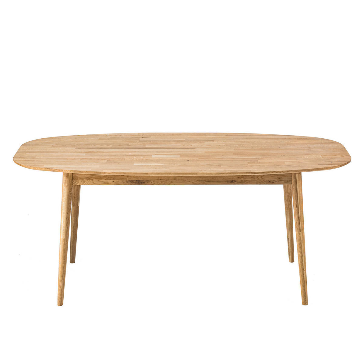 ESSTISCH - Eiche massiv, oval - Eichefarben, Holz (90/180/75cm) - home24