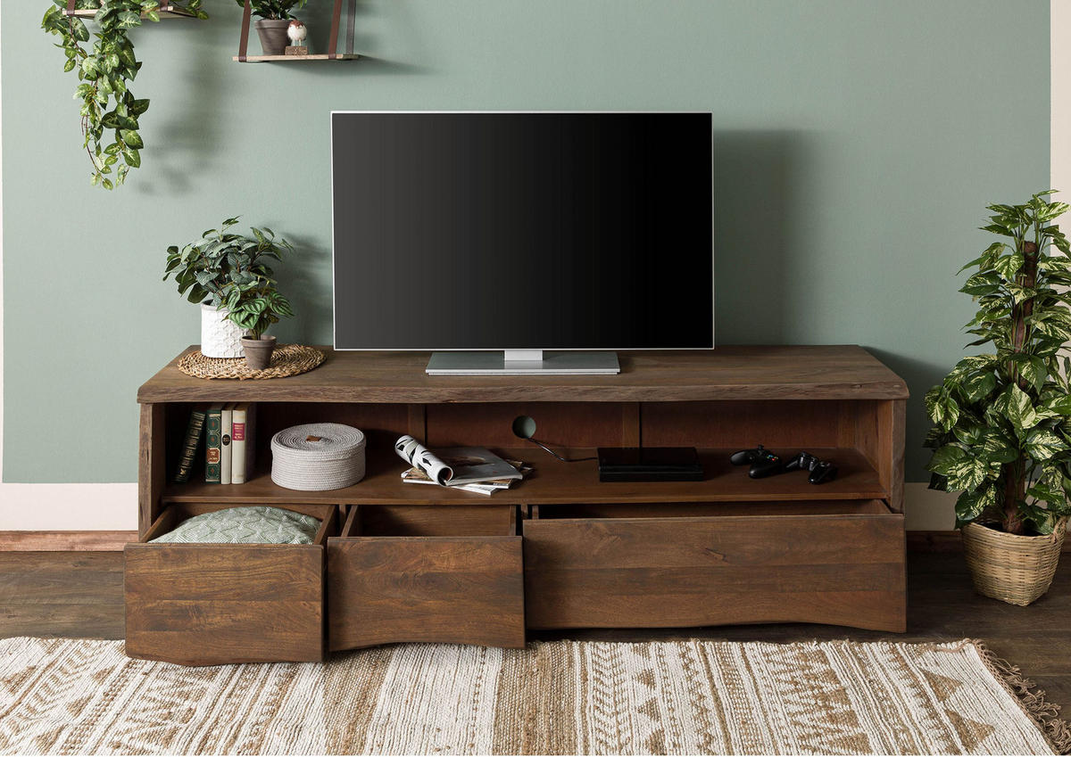 TV-BOARD Mango 190x50x60 braun geölt PURE MANGO #220 - Braun, Holz (190/60/50cm) - Massivmoebel24