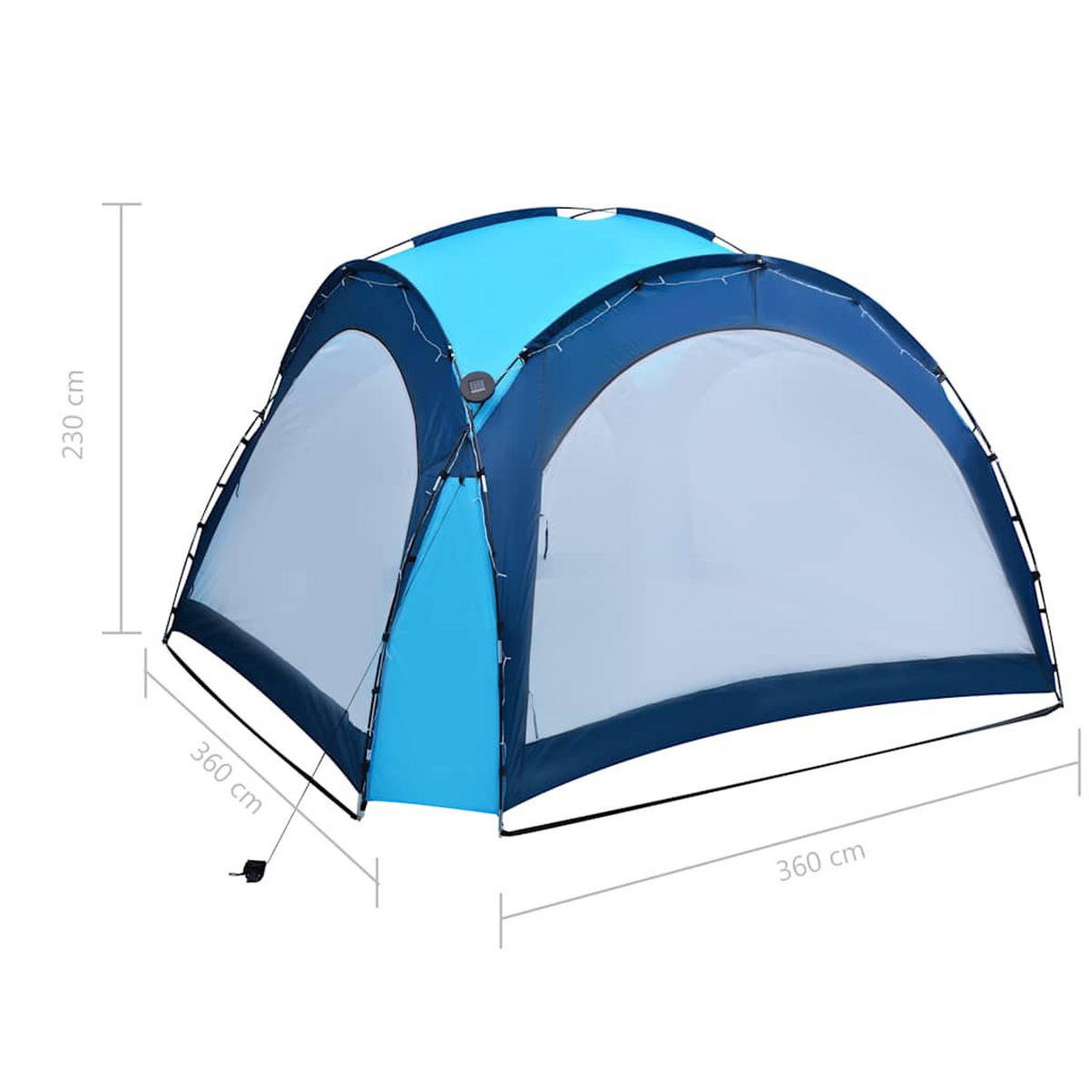 PARTYZELT Mit Led Und 4 Seitenwänden 3.6/3.6/2.3 M Blau - Blau, Textil (360/230/360cm) - vidaXL