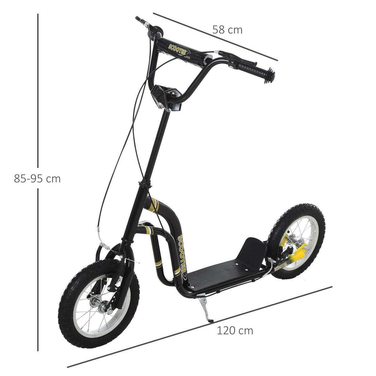 KINDERROLLER, Beige/Schwarz/Weiß, Stahl+ Aluminium - Schwarz, Metall (120/58/95cm) - HOMCOM