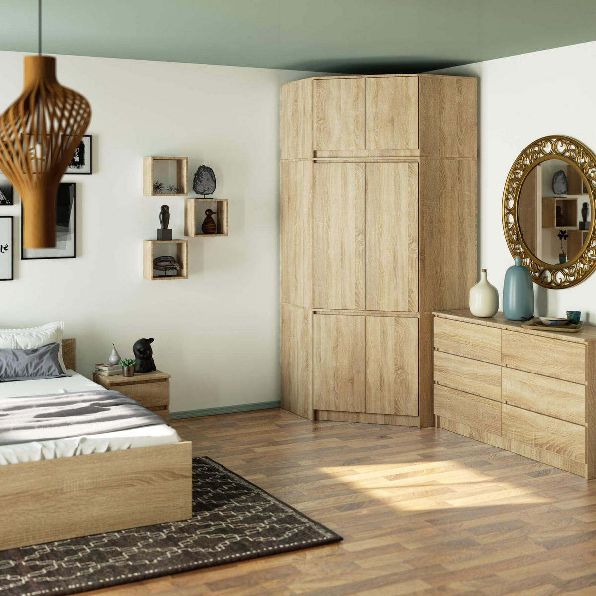 KLEIDERSCHRANK Eiche Sonoma 235/100/50 - Sonoma Eiche, Holzwerkstoff (100/235/50cm) - RAUMHIRSCH FURNITURE